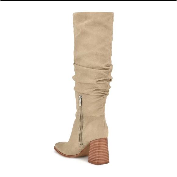 Nine West Domaey Tan Dress Knee High Boot Size 9.5M Suede Slouchy Block Heel NIB - Picture 3 of 12